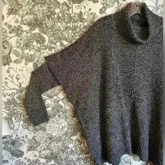 ALYA boxy oversized black cable knit cowl neck sweater women size medium - Picture 9 of 15